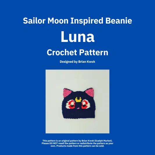 Sailor Moon Beanie Crochet Pattern - Luna [Digital Pattern]