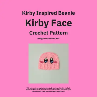 Kirby Beanie Crochet Pattern - Kirby Face [Digital Pattern]