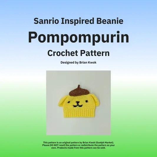 Sanrio Beanie Crochet Pattern - Pompompurin [Digital Pattern]