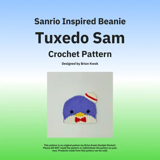 Sanrio Beanie Crochet Pattern - Tuxedo Sam [Digital Pattern]