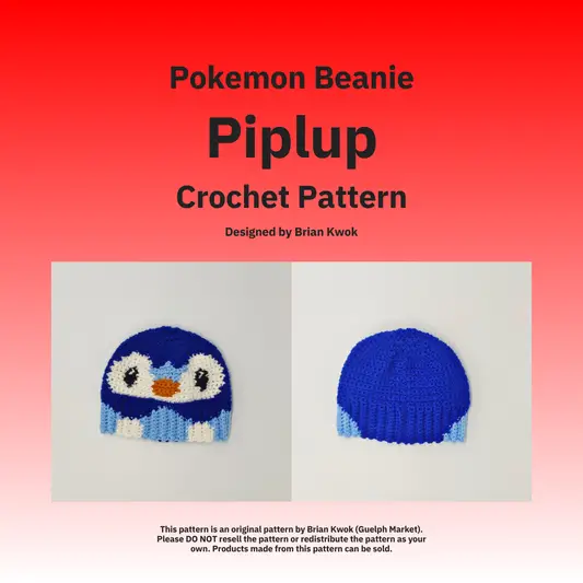 Pokemon Beanie Crochet Pattern - Piplup [Digital Pattern]