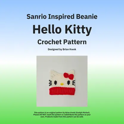 Sanrio Beanie Crochet Pattern - Hello Kitty [Digital Pattern]