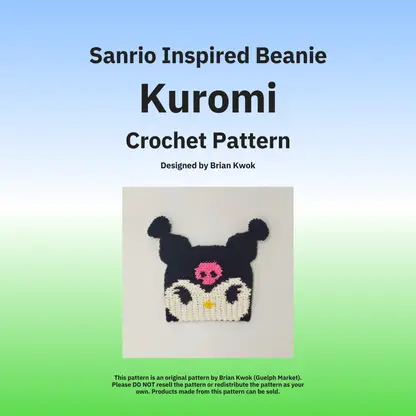 Sanrio Beanie Crochet Pattern - Kuromi [Digital Pattern]