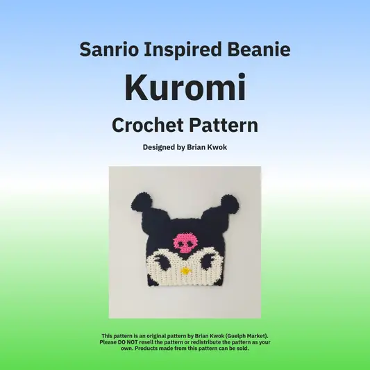 Sanrio Beanie Crochet Pattern - Kuromi [Digital Pattern]