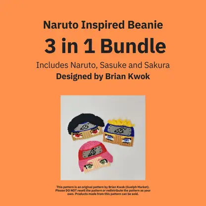 3-in-1 Naruto Character Beanie Crochet Pattern Bundle [Digital Pattern]