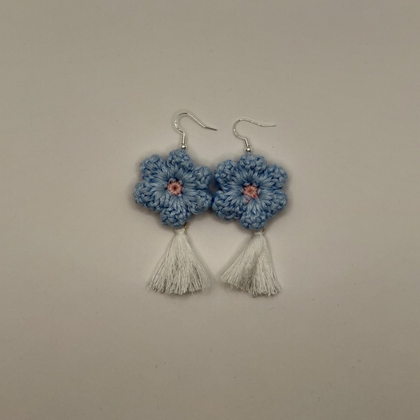 Blue - White Flower Earrings