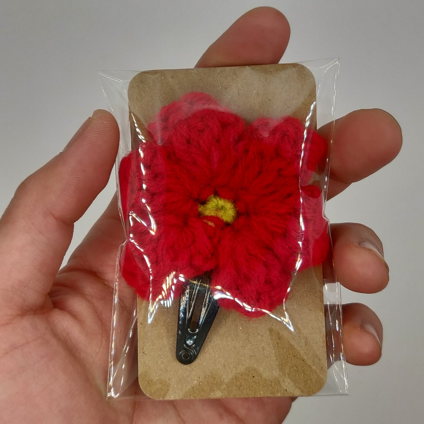 Dark Red-Light Yellow Flower Barrette