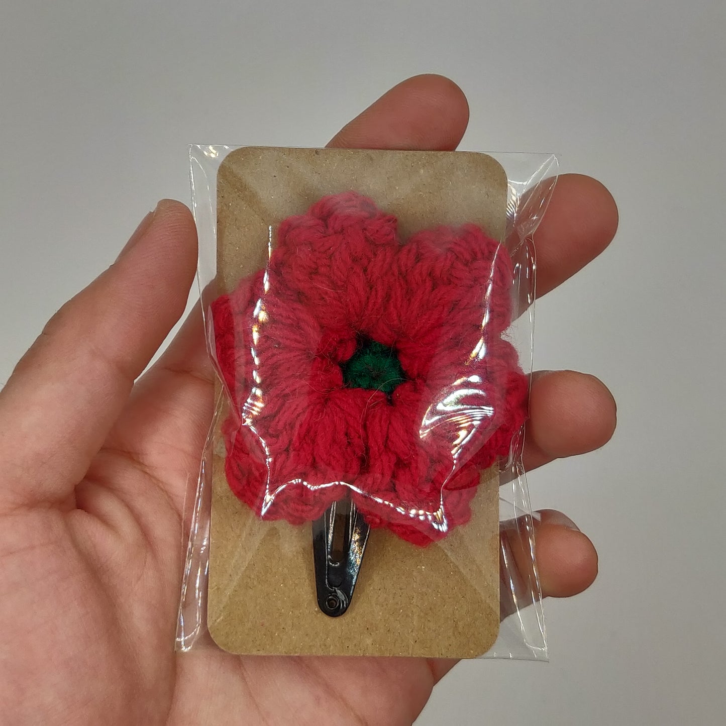 Dark Red - Green Flower Barrette