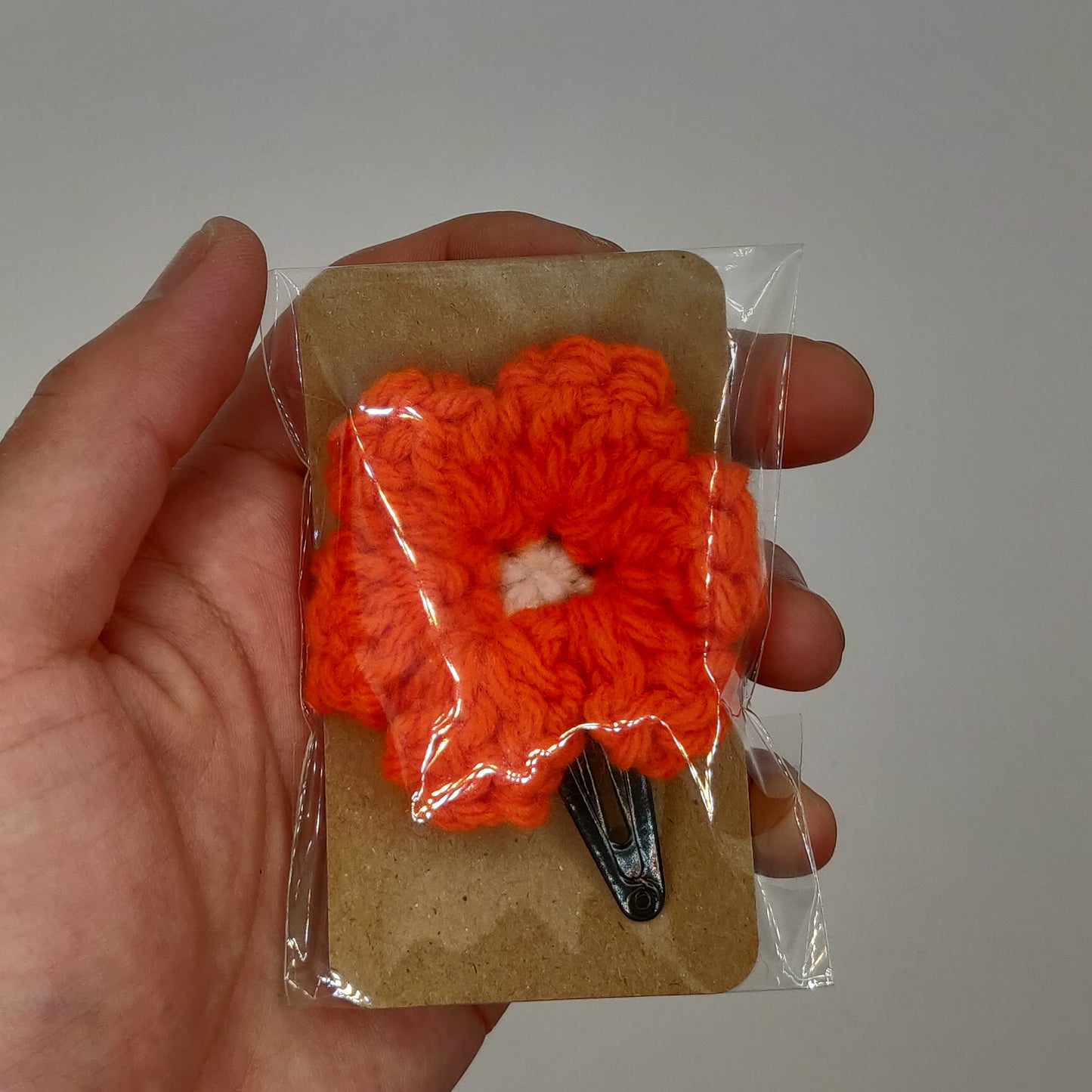 Orange - White Flower Barrette