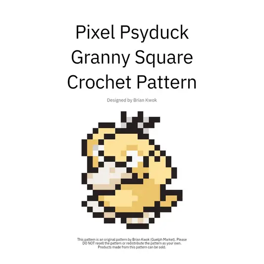 Pixel Psyduck Granny Square Crochet Pattern [Digital Pattern]