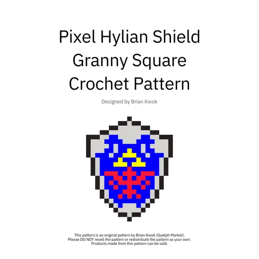 Pixel Hylian Shield Granny Square Crochet Pattern [Digital Pattern]