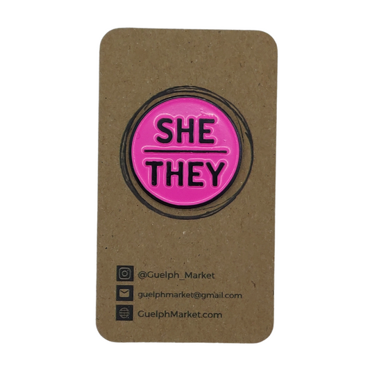 Hot Pink Enamel Pronoun Pins