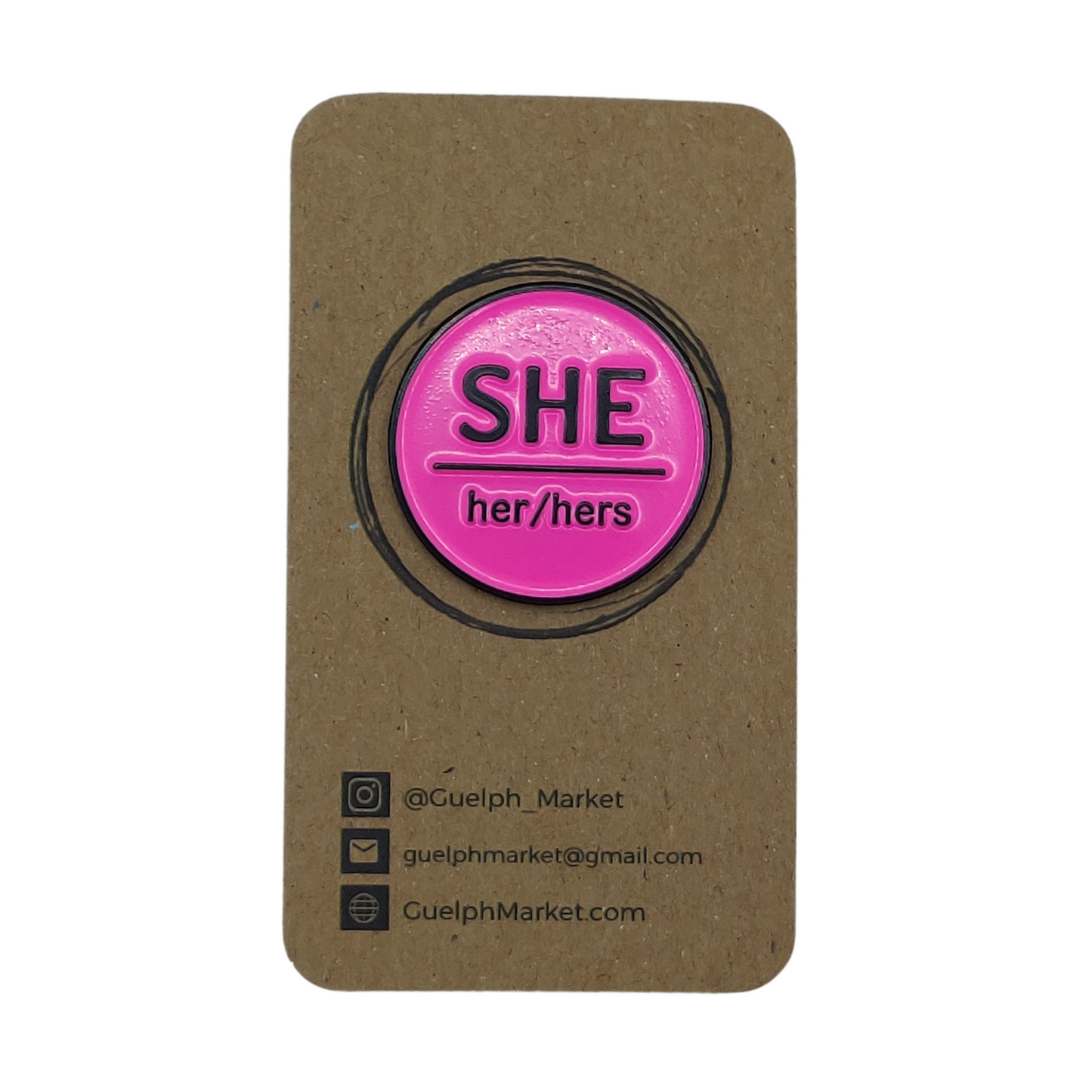 Hot Pink Enamel Pronoun Pins