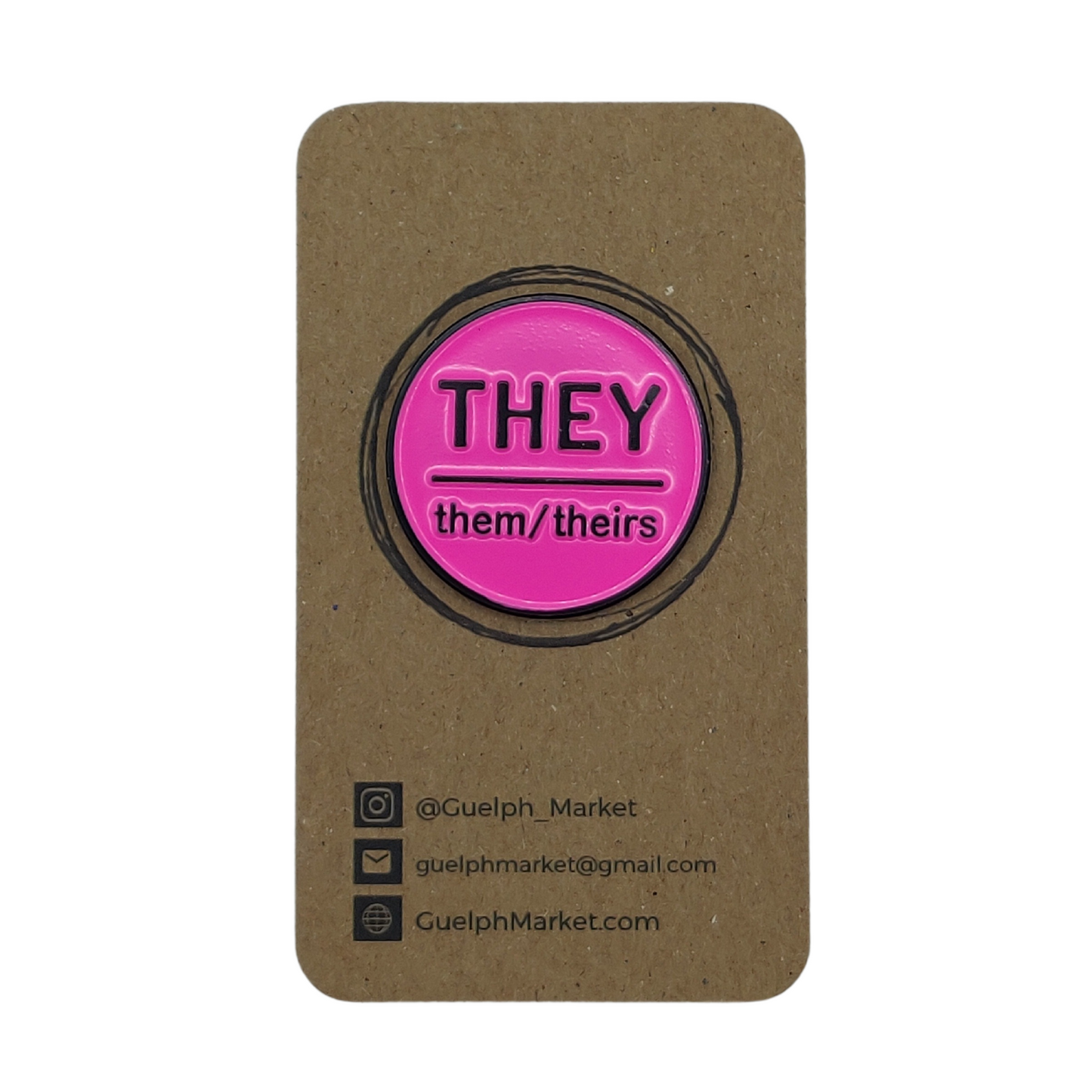 Hot Pink Enamel Pronoun Pins