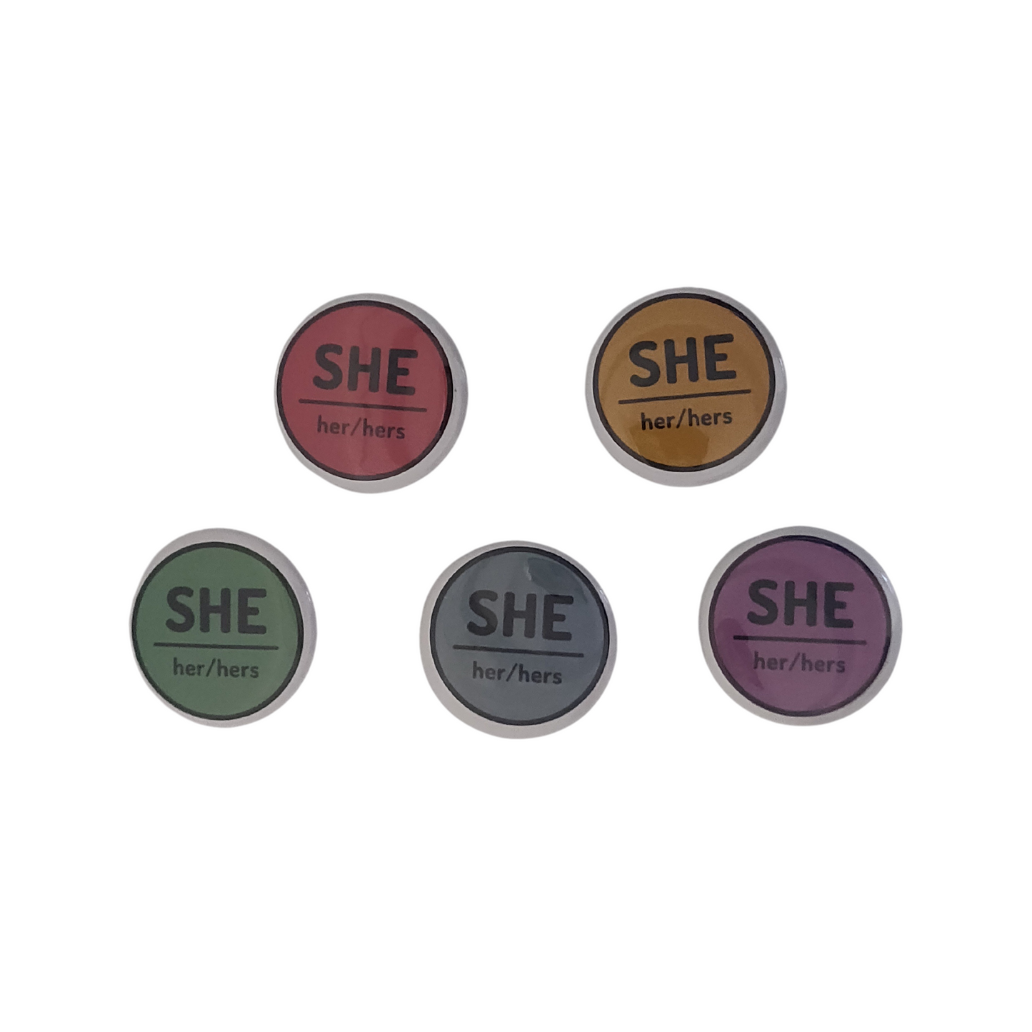 1.5" She Her Hers Pronoun Button