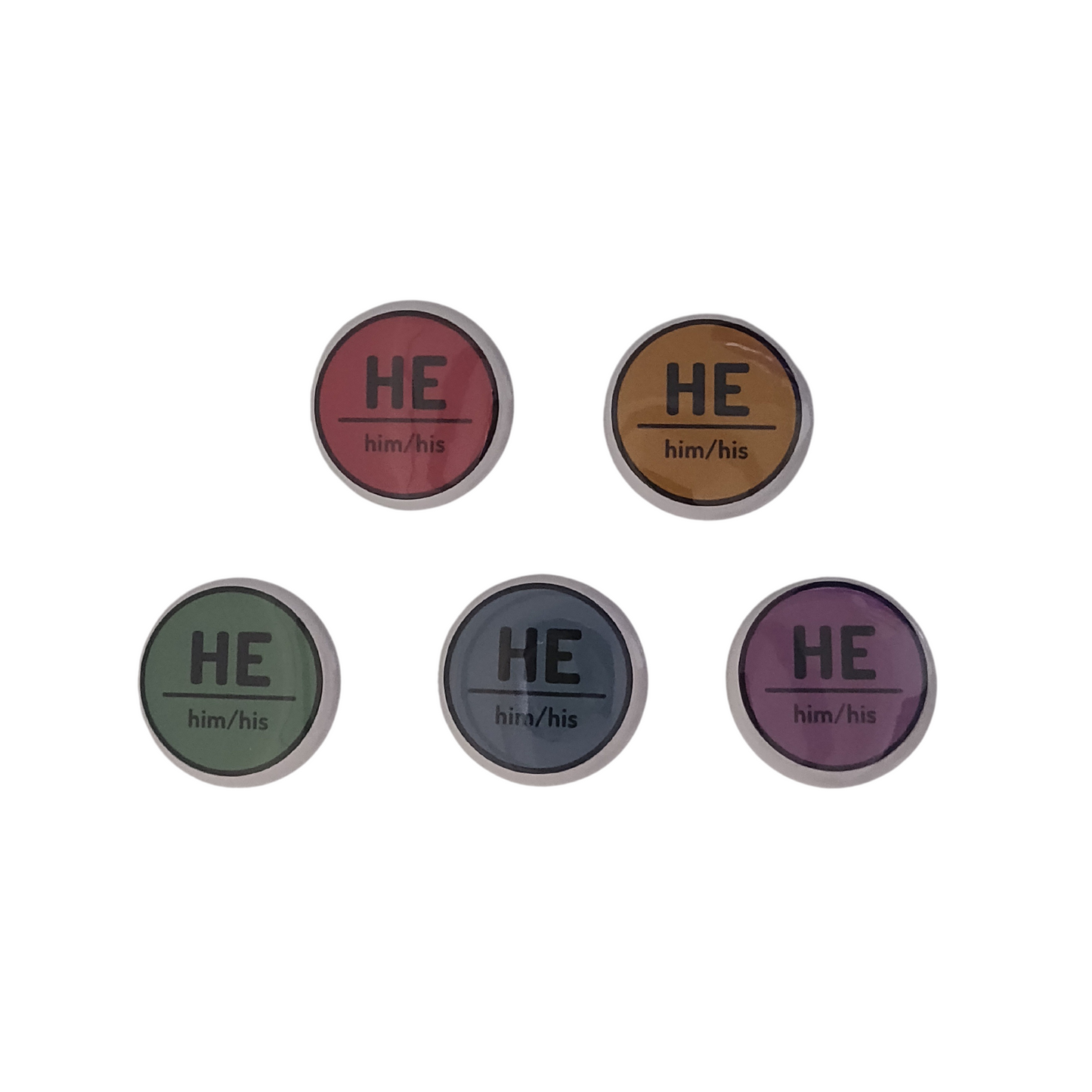 1.5" He Him His Pronoun Button