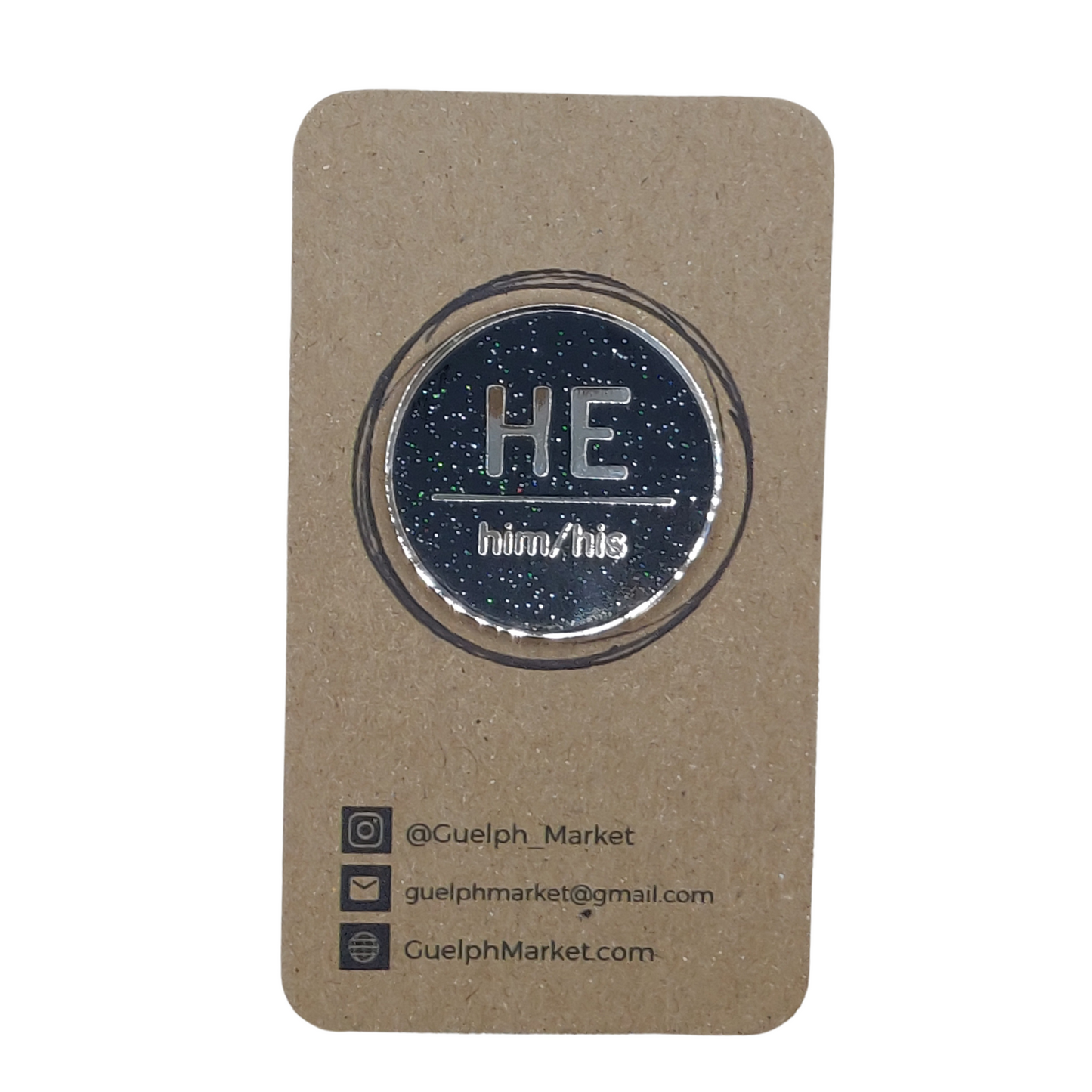 Black Glitter Enamel Pronoun Pins