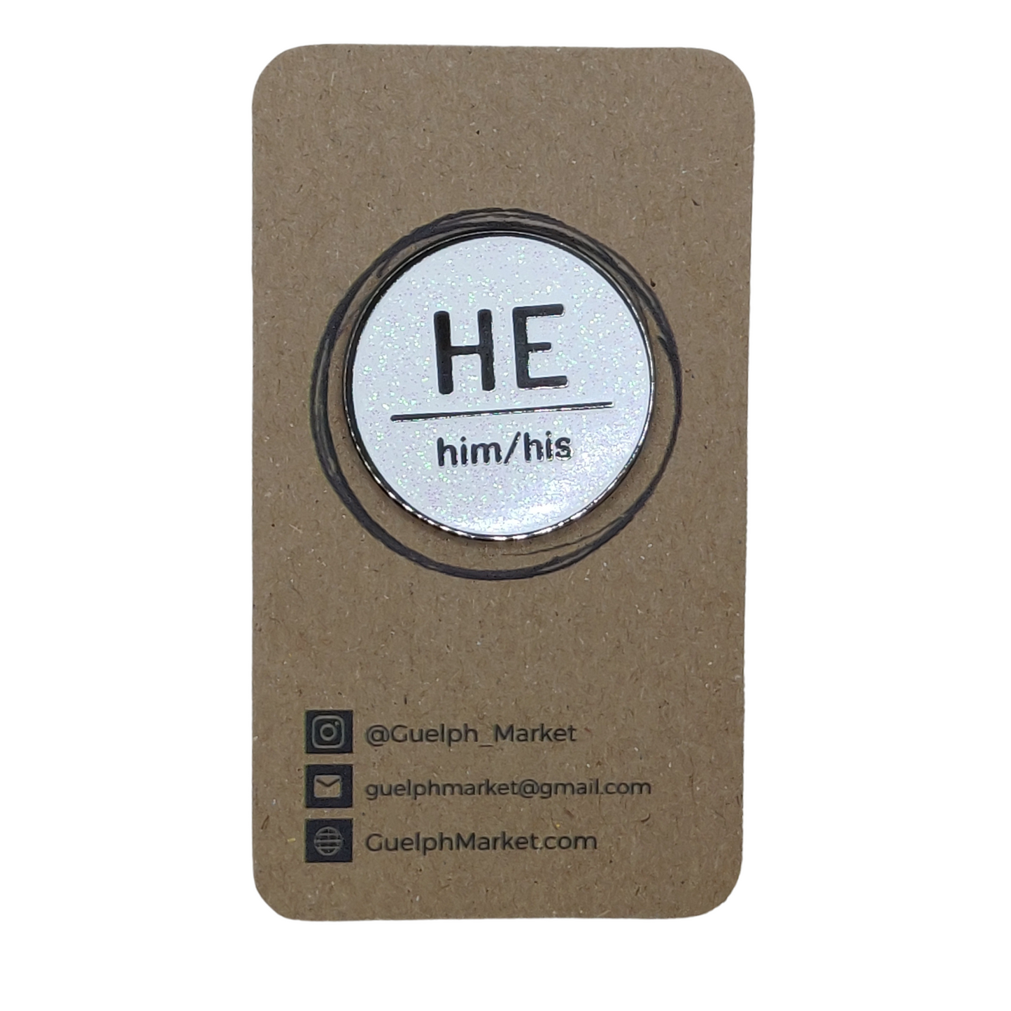 White Glitter Enamel Pronoun Pins