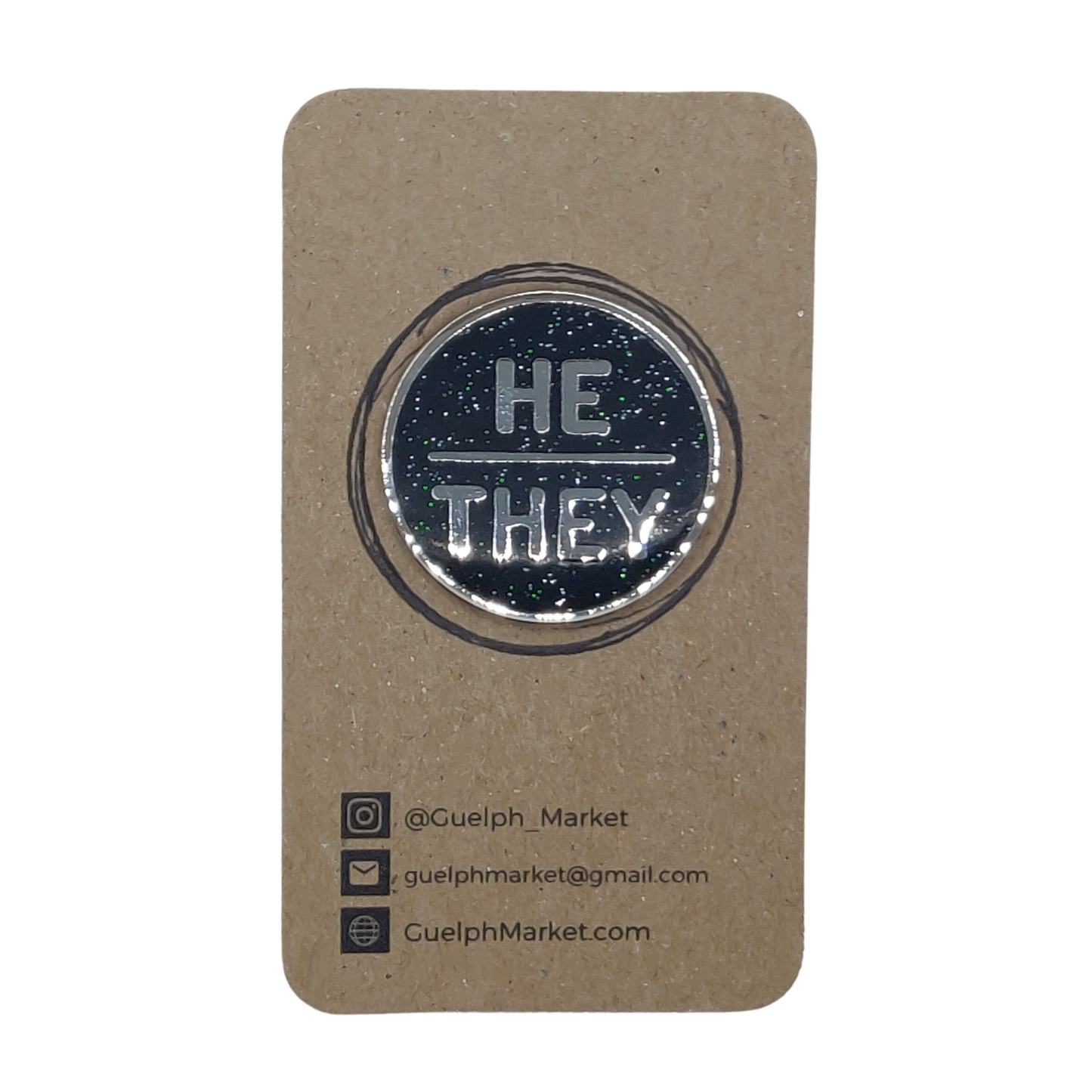 Black Glitter Enamel Pronoun Pins