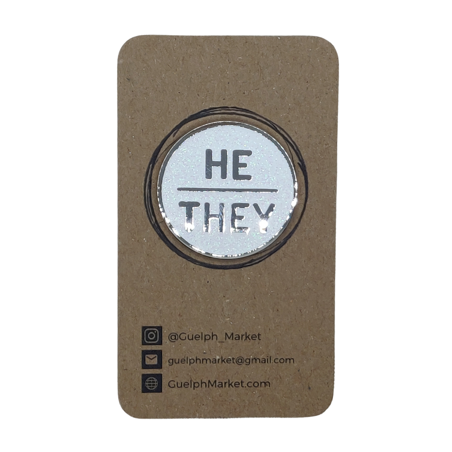 White Glitter Enamel Pronoun Pins