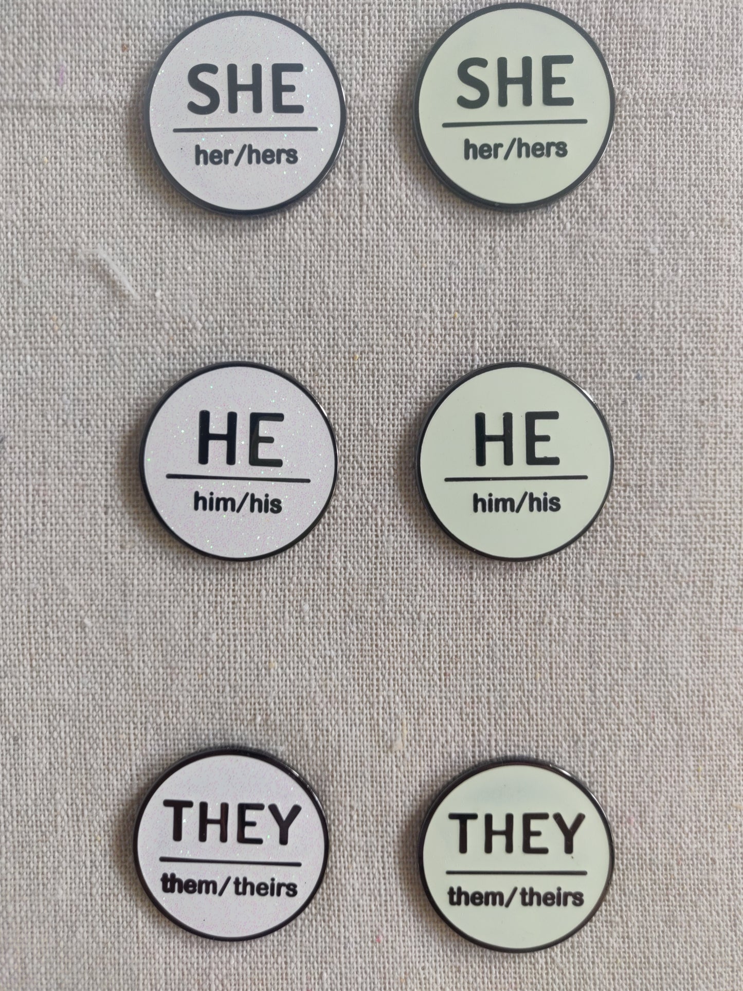 Circular Enamel Pronoun Pins