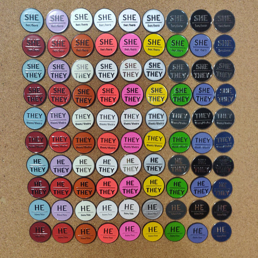 Circular Enamel Pronoun Pins