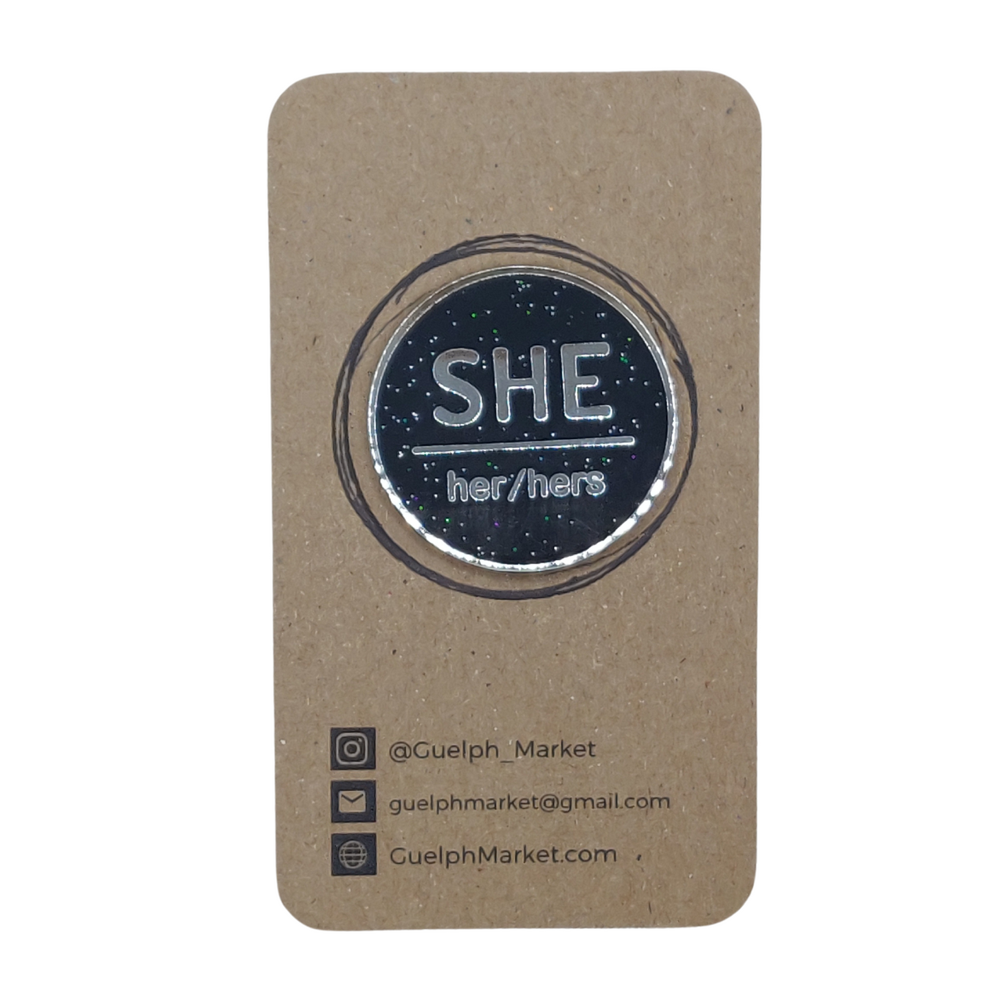 Black Glitter Enamel Pronoun Pins