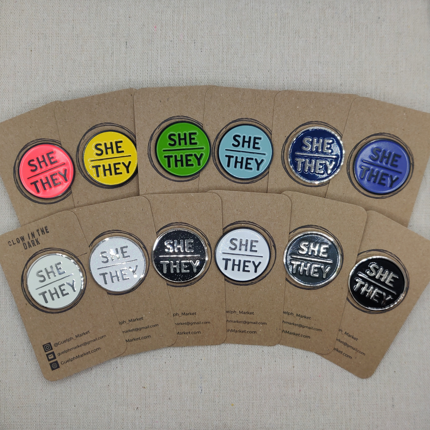 Circular Enamel Pronoun Pins