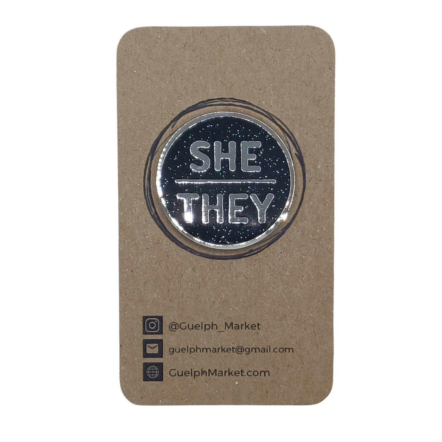 Black Glitter Enamel Pronoun Pins