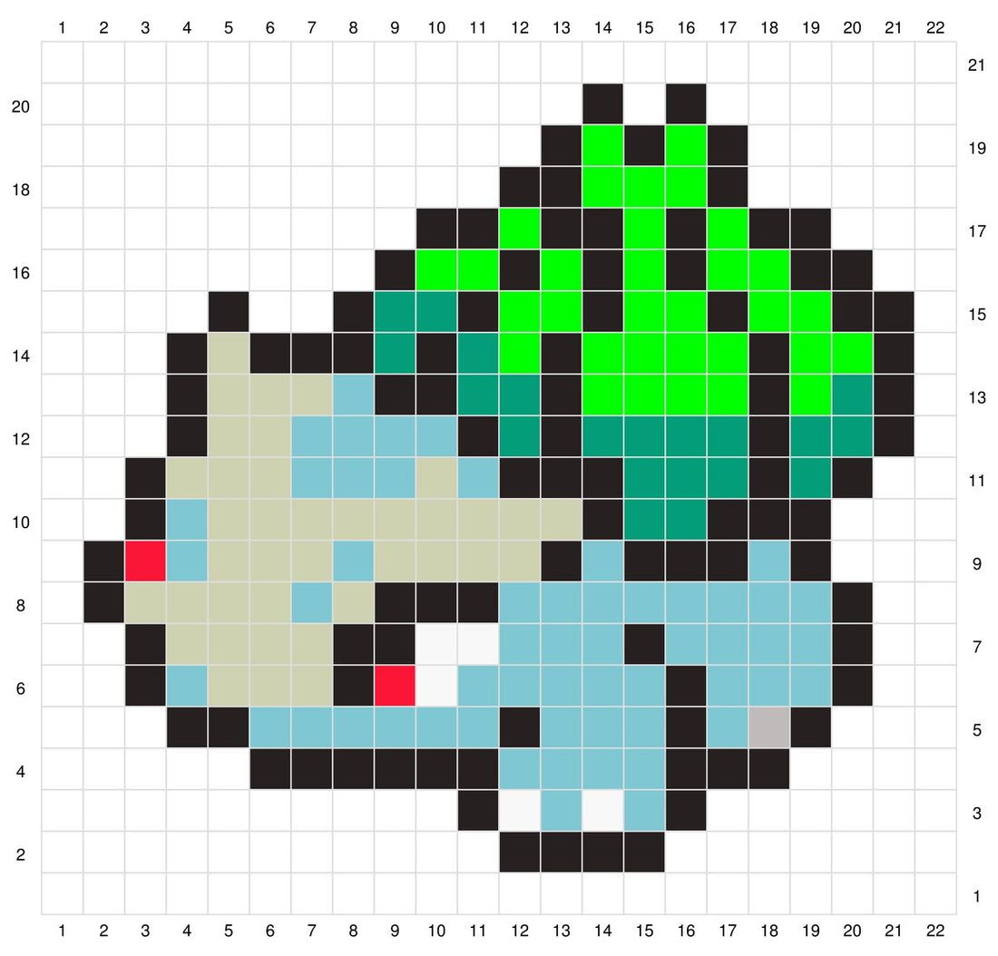 #0001 Bulbasaur Tapestry Crochet Pattern