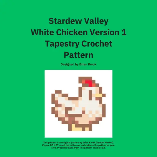 Stardew Valley White Chicken Version 1 Tapestry Crochet Pattern [Digital Pattern]