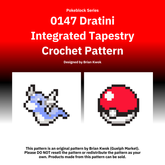 Pokemon Block Series: 0147 Dratini Integrated Tapestry Crochet Pattern [Digital Pattern]