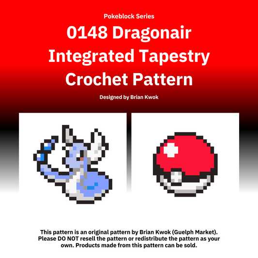 Pokemon Block Series: 0148 Dragonair Integrated Tapestry Crochet Pattern [Digital Pattern]