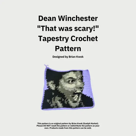 Supernatural "That was scary!" Dean Winchester Portrait Tapestry Crochet Pattern [Digital Pattern]