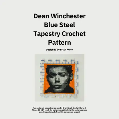 Supernatural "Blue Steel" Dean Winchester Portrait Tapestry Crochet Pattern [Digital Pattern]