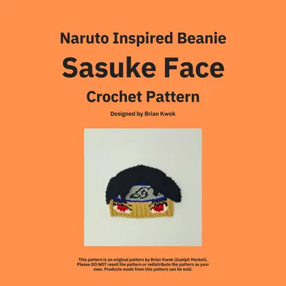 Naruto Beanie Crochet Pattern - Sasuke Face [Digital Pattern]