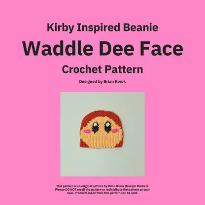 Kirby Beanie Crochet Pattern - Waddle Dee Face [Digital Pattern]