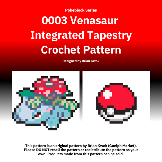 Pokemon Block Series: 0003 Venasaur Integrated Tapestry Crochet Pattern [Digital Pattern]