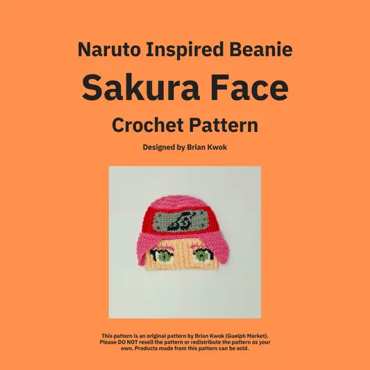 Naruto Beanie Crochet Pattern - Sakura Face [Digital Pattern]