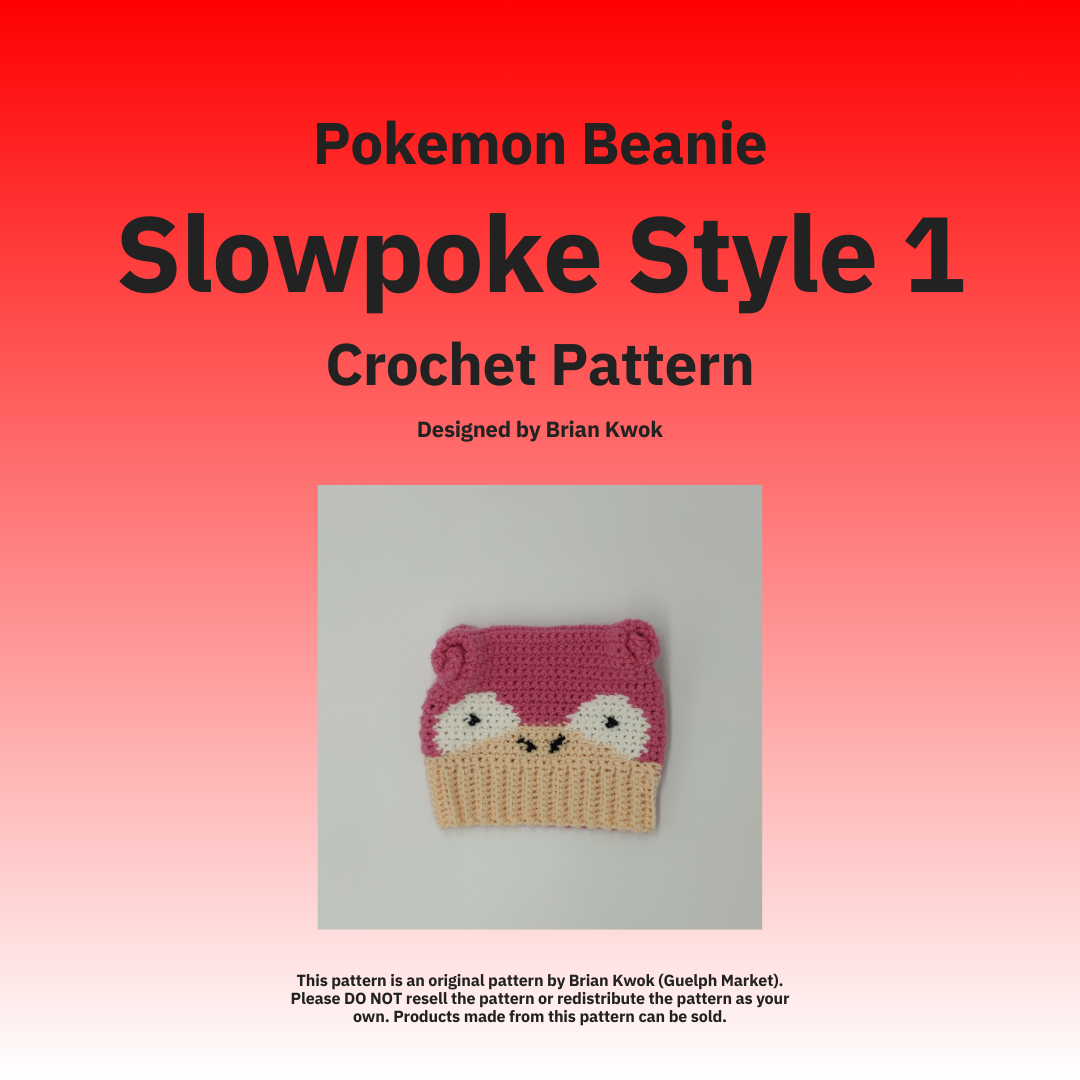 Pokemon Beanie Crochet Pattern - Slowpoke Slowbro Style 1 [Digital Pattern]