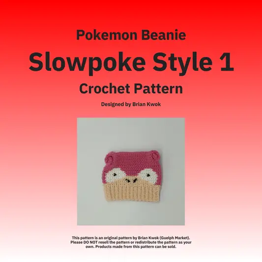 Pokemon Beanie Crochet Pattern - Slowpoke Slowbro Style 1 [Digital Pattern]