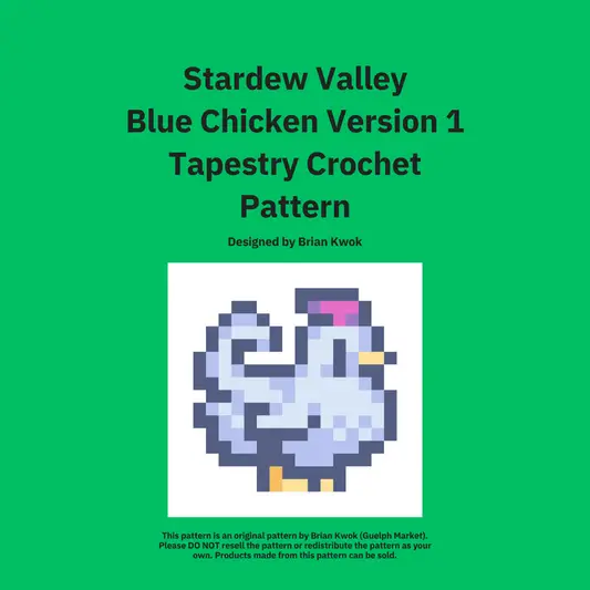 Stardew Valley Blue Chicken Version 1 Tapestry Crochet Pattern [Digital Pattern]