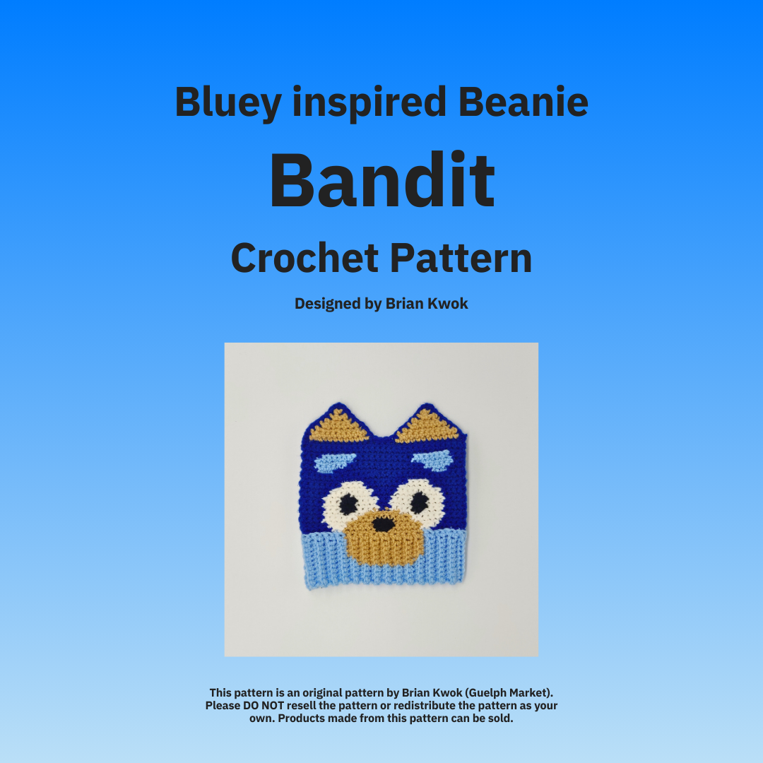 Bandit (from Bluey) Beanie Crochet Pattern [Digital Pattern]