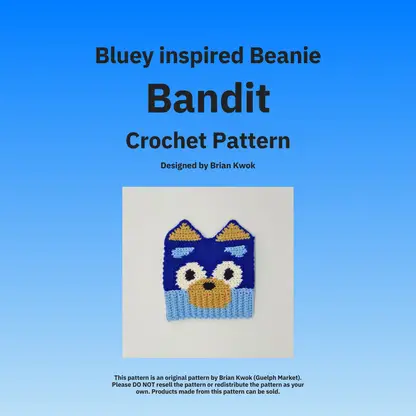 Bandit (from Bluey) Beanie Crochet Pattern [Digital Pattern]