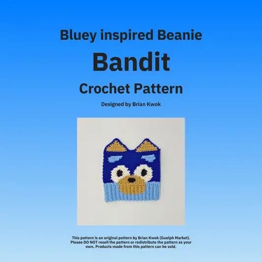 Bandit (from Bluey) Beanie Crochet Pattern [Digital Pattern]