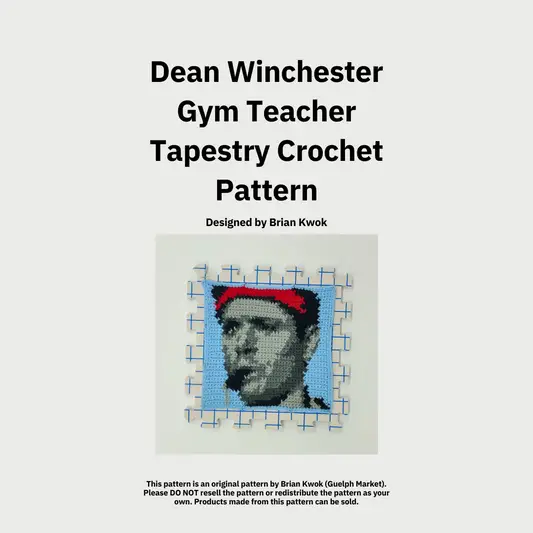 Supernatural "Gym Teacher" Dean Winchester Portrait Tapestry Crochet Pattern [Digital Pattern]