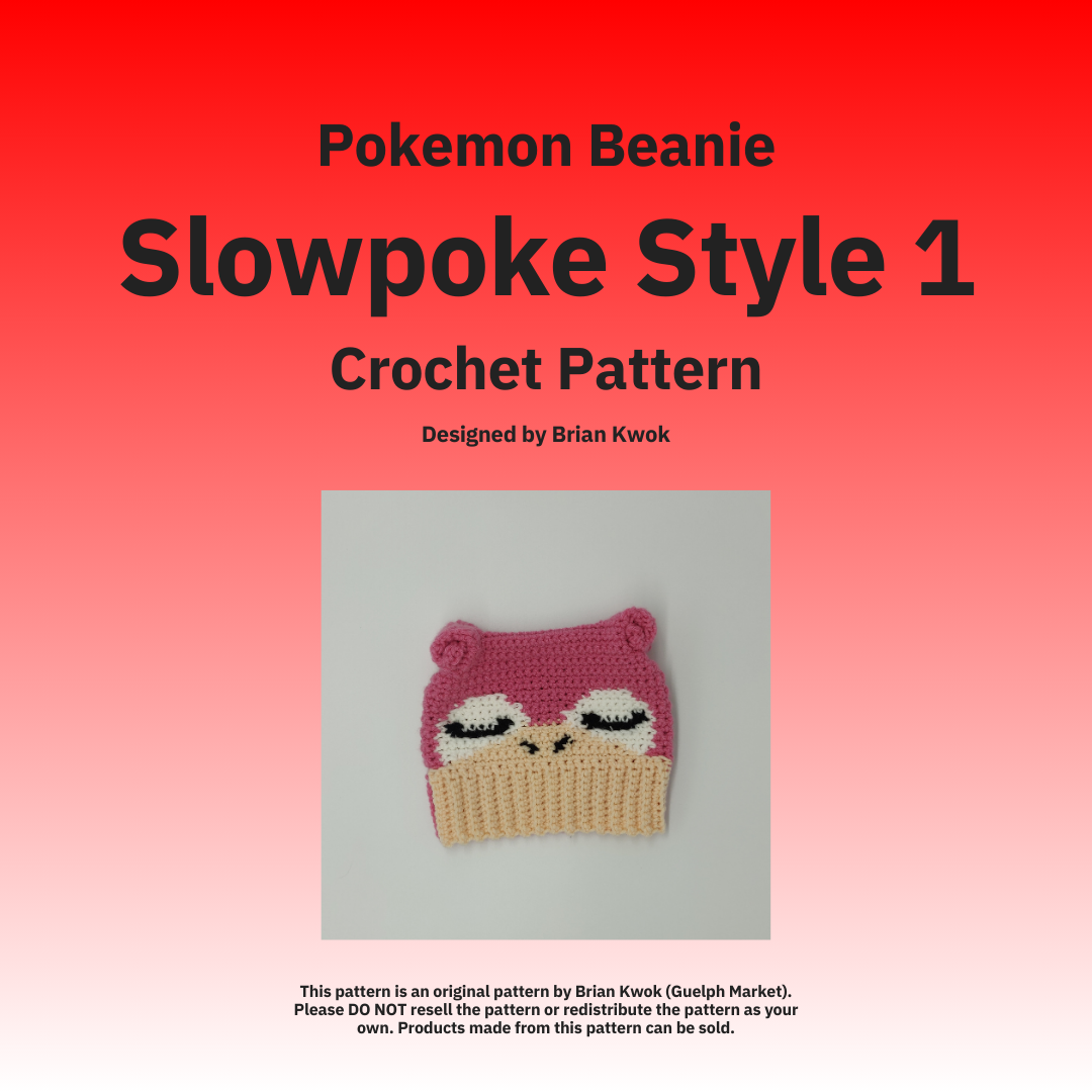 Pokemon Beanie Crochet Pattern - Slowpoke Slowbro Style 2 [Digital Pattern]