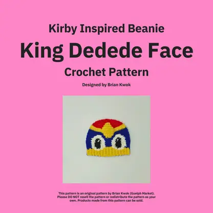 Kirby Beanie Crochet Pattern - King Dedede Face [Digital Pattern]