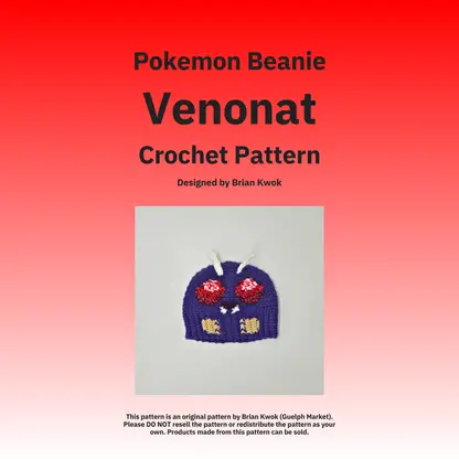 Pokemon Beanie Crochet Pattern - Venonat [Digital Pattern]