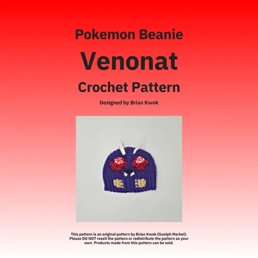 Pokemon Beanie Crochet Pattern - Venonat [Digital Pattern]